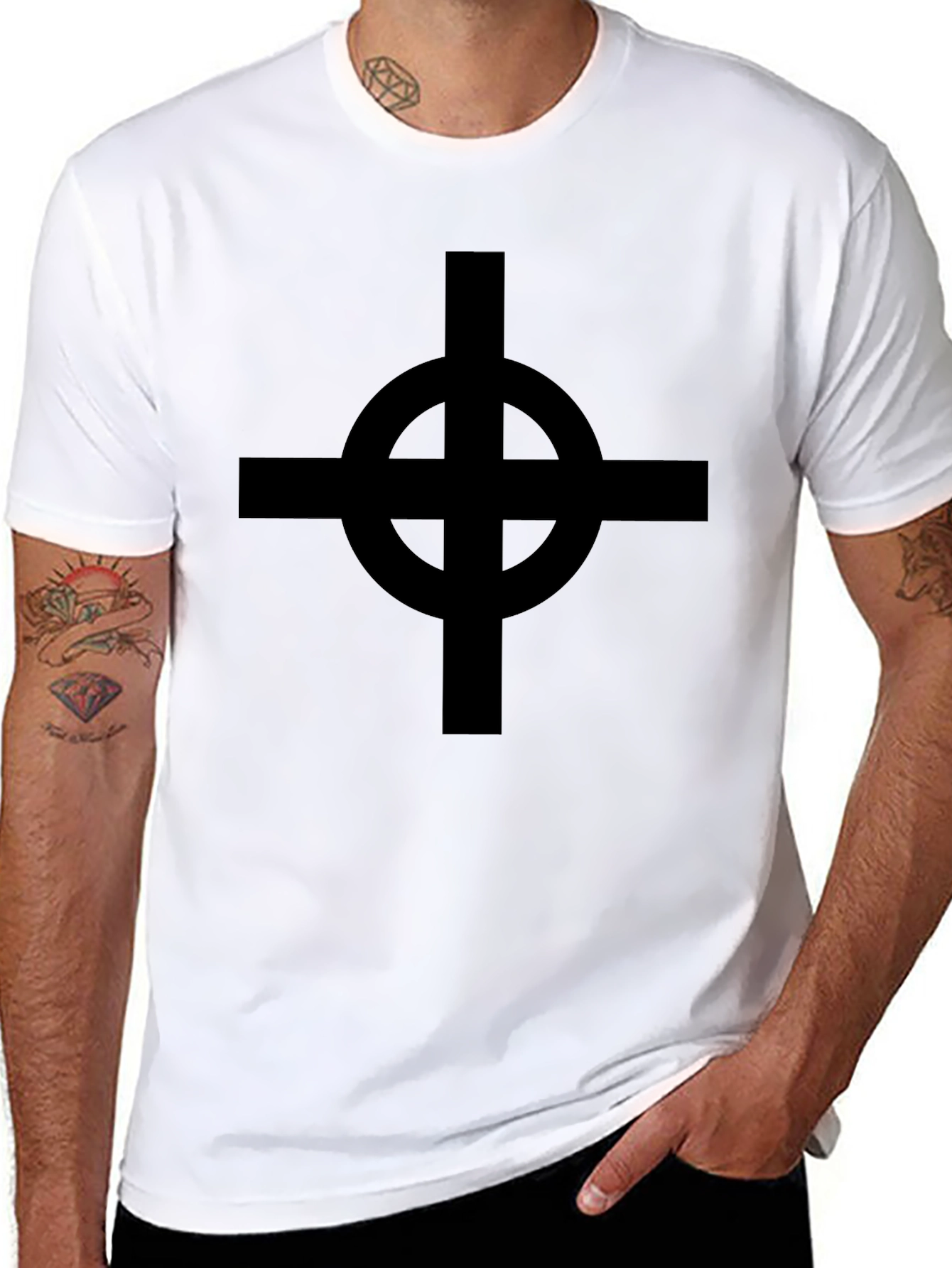 Black Celtic Cross Graphic T-Shirt