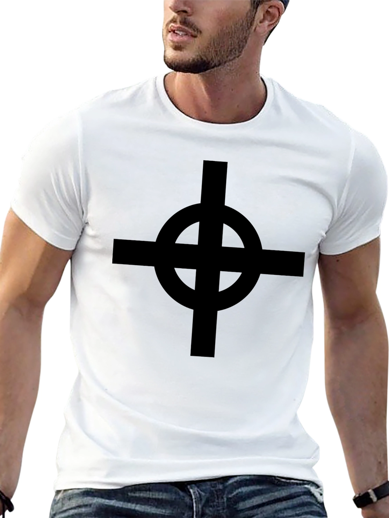Black Celtic Cross Graphic T-Shirt