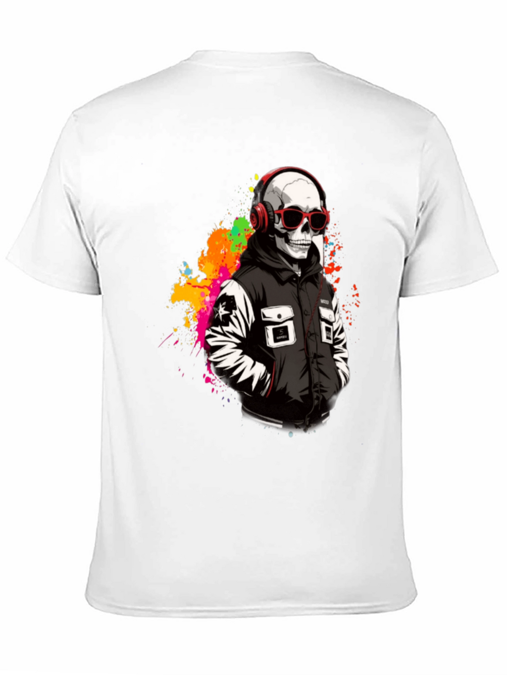Skull in Headphones Graphic T-Shirt