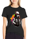 Skull in Headphones Graphic T-Shirt