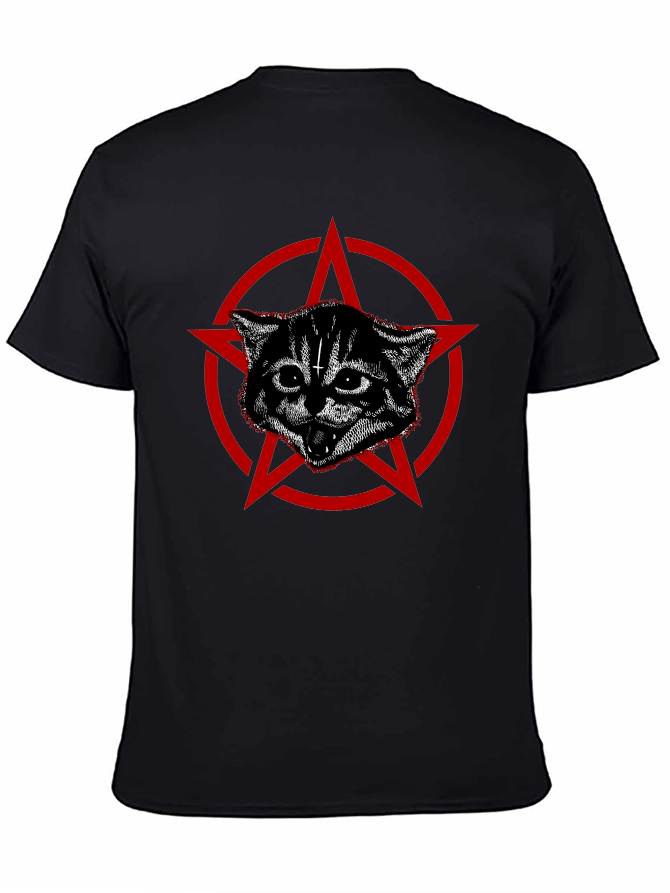 Satanic Cat T-Shirt - Red Pentagram