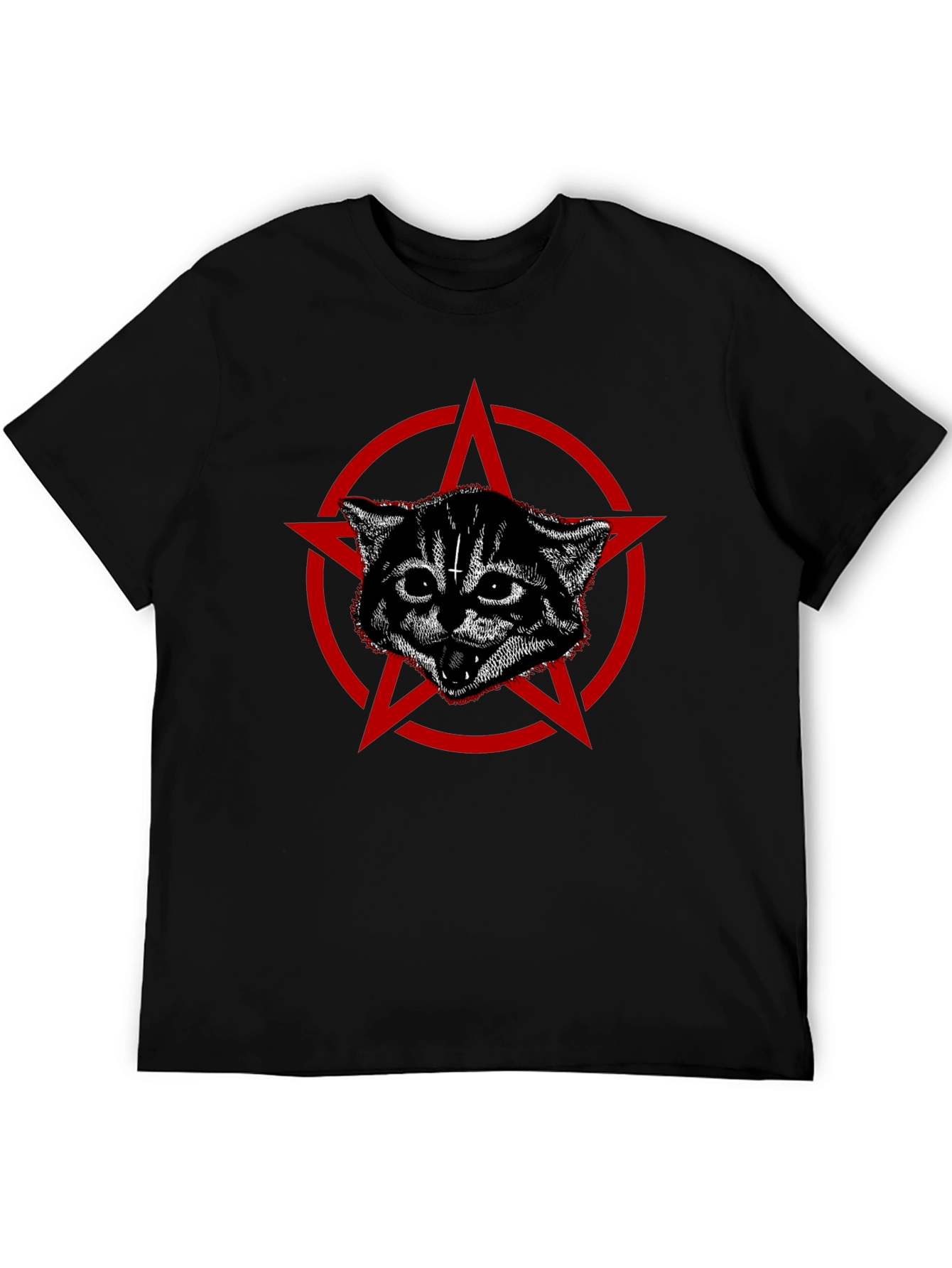 Satanic Cat T-Shirt - Red Pentagram