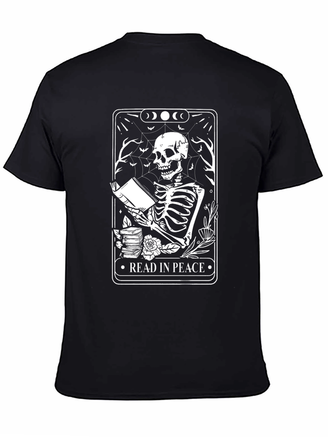 Read In Peace T-Shirt - Skeleton Book Lover Tee