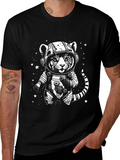 Cool Cat Astronaut Graphic Tee - Black