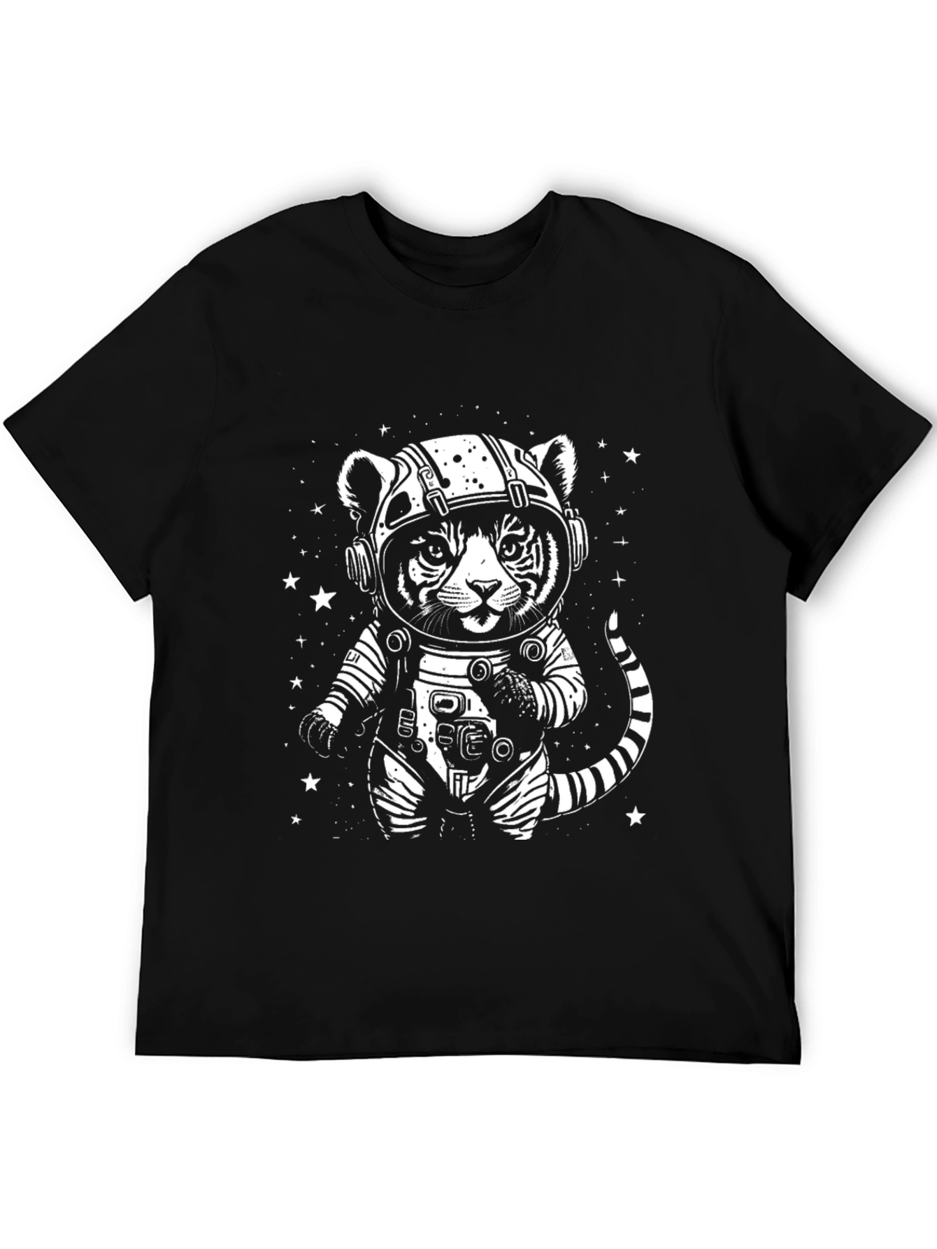 Cool Cat Astronaut Graphic Tee - Black