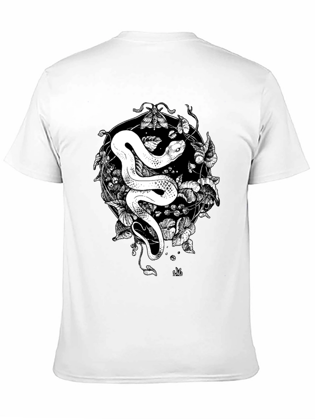Snake & Moth Graphic Tee - Stylish Black T-Shirt
