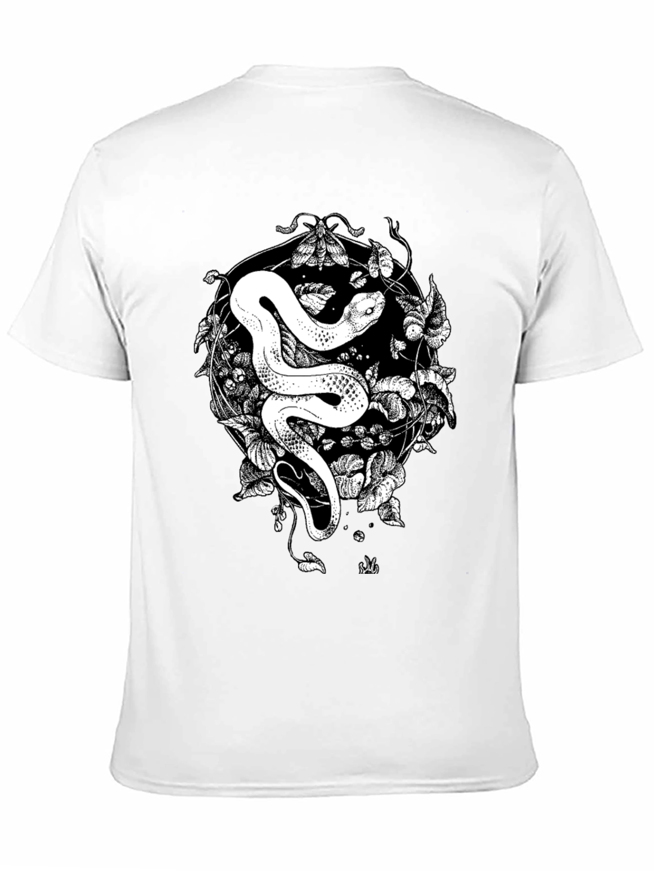Snake & Moth Graphic Tee - Stylish Black T-Shirt
