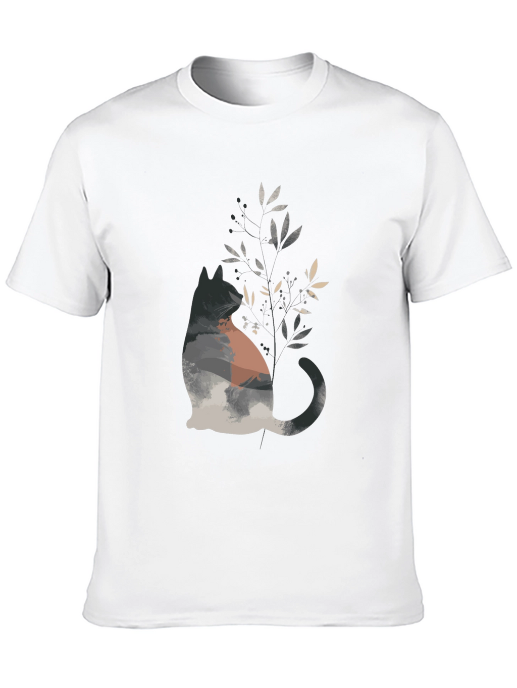 Nature Cat Graphic Tee - Stylish Mens Black T-Shirt