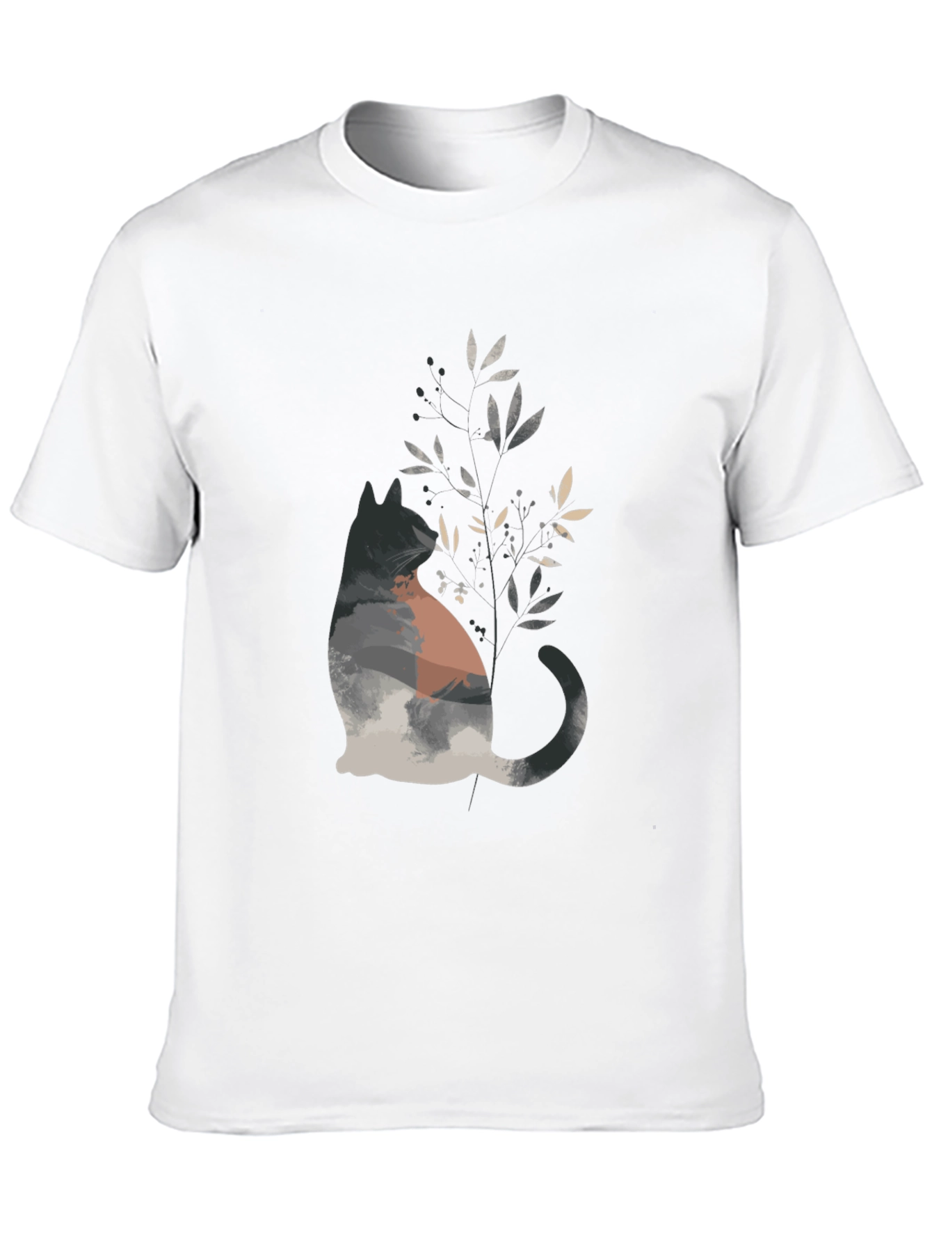 Nature Cat Graphic Tee - Stylish Mens Black T-Shirt