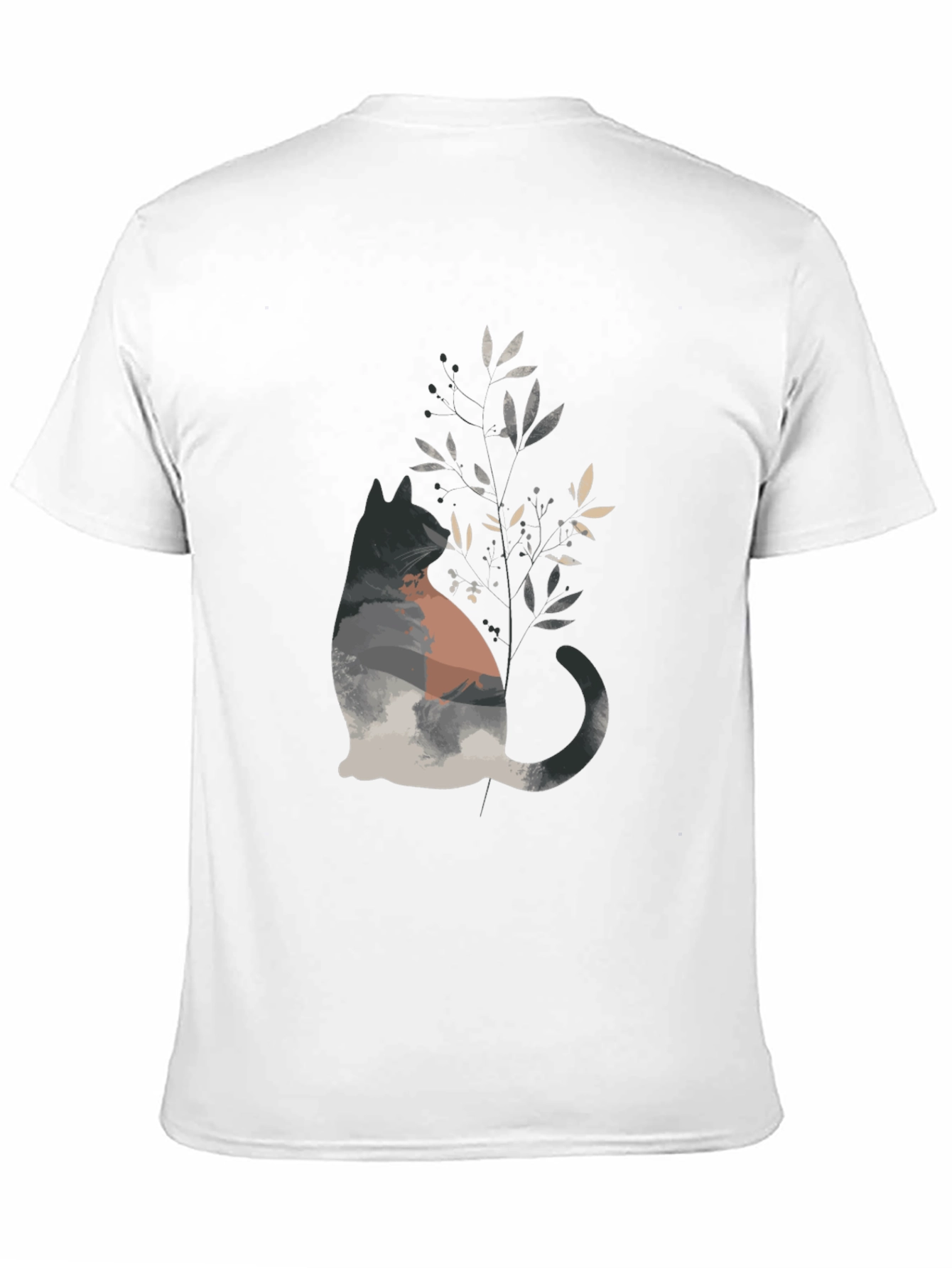 Nature Cat Graphic Tee - Stylish Mens Black T-Shirt