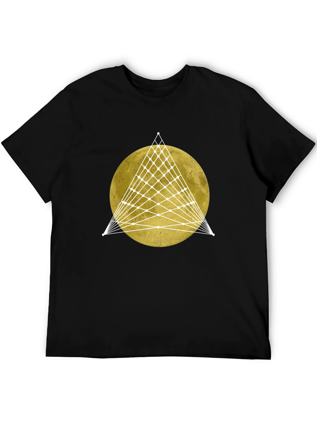 Geometric Moon Graphic Tee - Stylish Mens Black T-Shirt