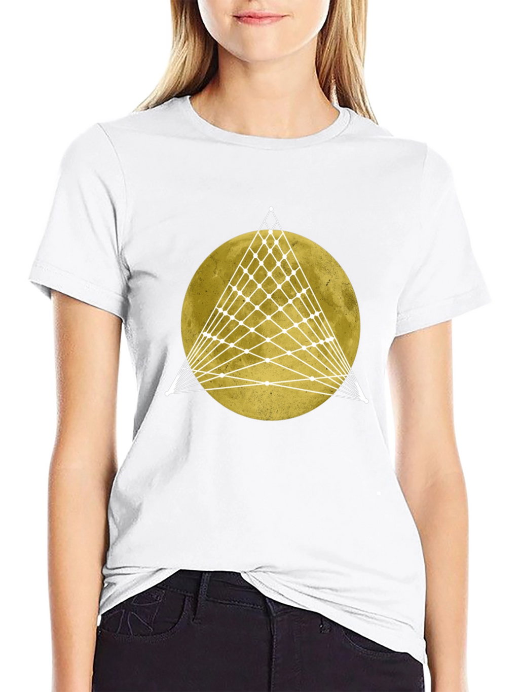 Geometric Moon Graphic Tee - Stylish Mens Black T-Shirt