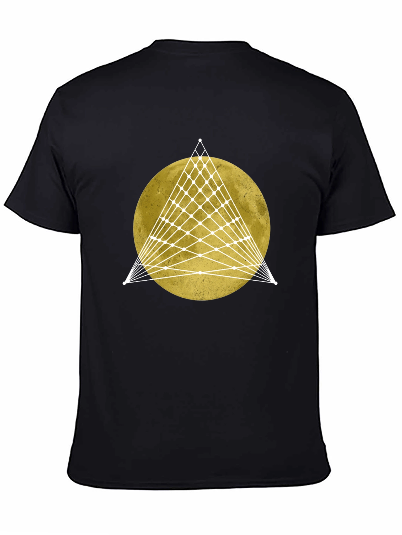 Geometric Moon Graphic Tee - Stylish Mens Black T-Shirt