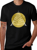 Geometric Moon Graphic Tee - Stylish Mens Black T-Shirt
