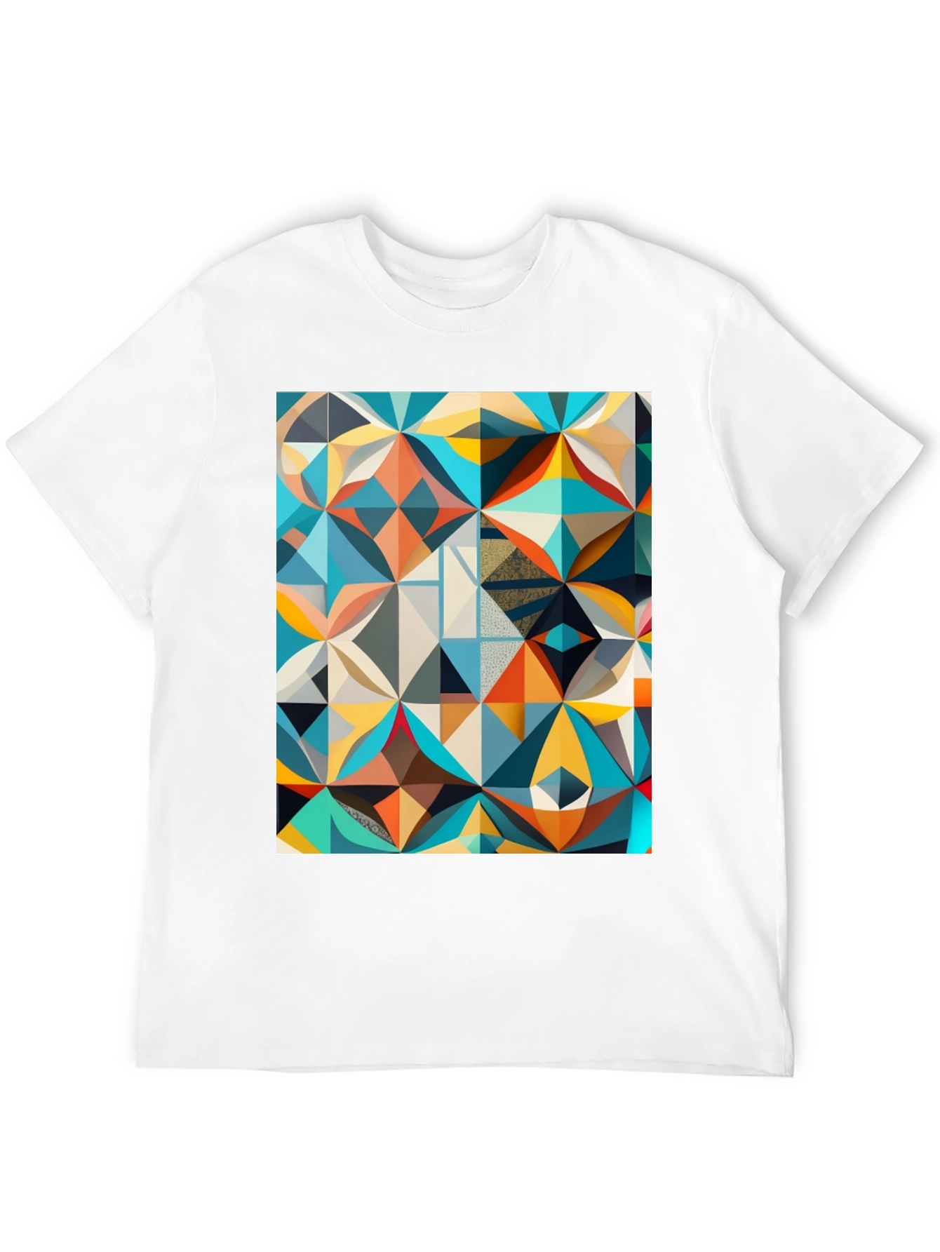 Geometric Mosaic Print Black T-Shirt