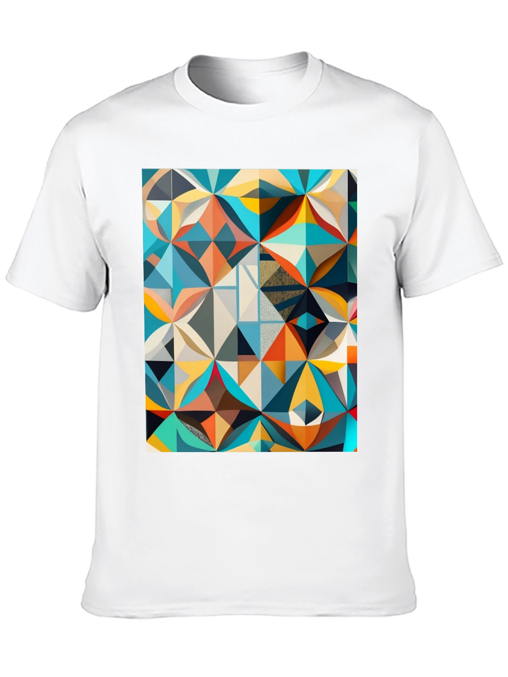 Geometric Mosaic Print Black T-Shirt