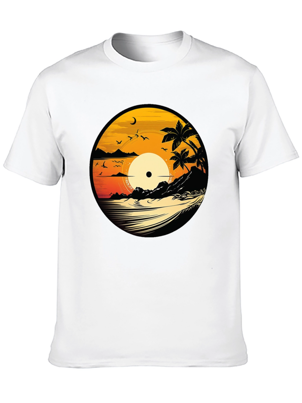 Sunset Vinyl Record Graphic T-Shirt
