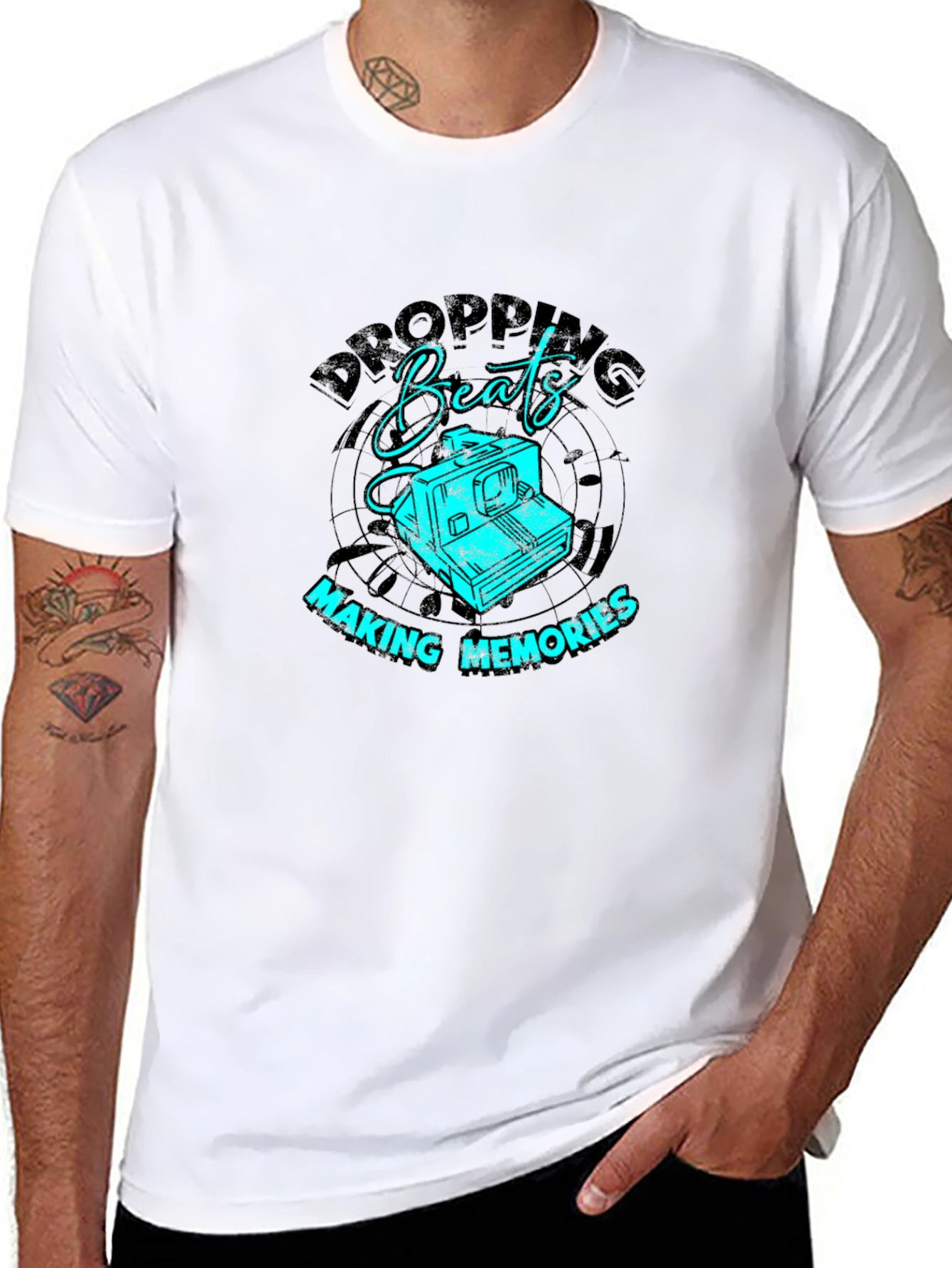 Dropping Beats Black Graphic Tee
