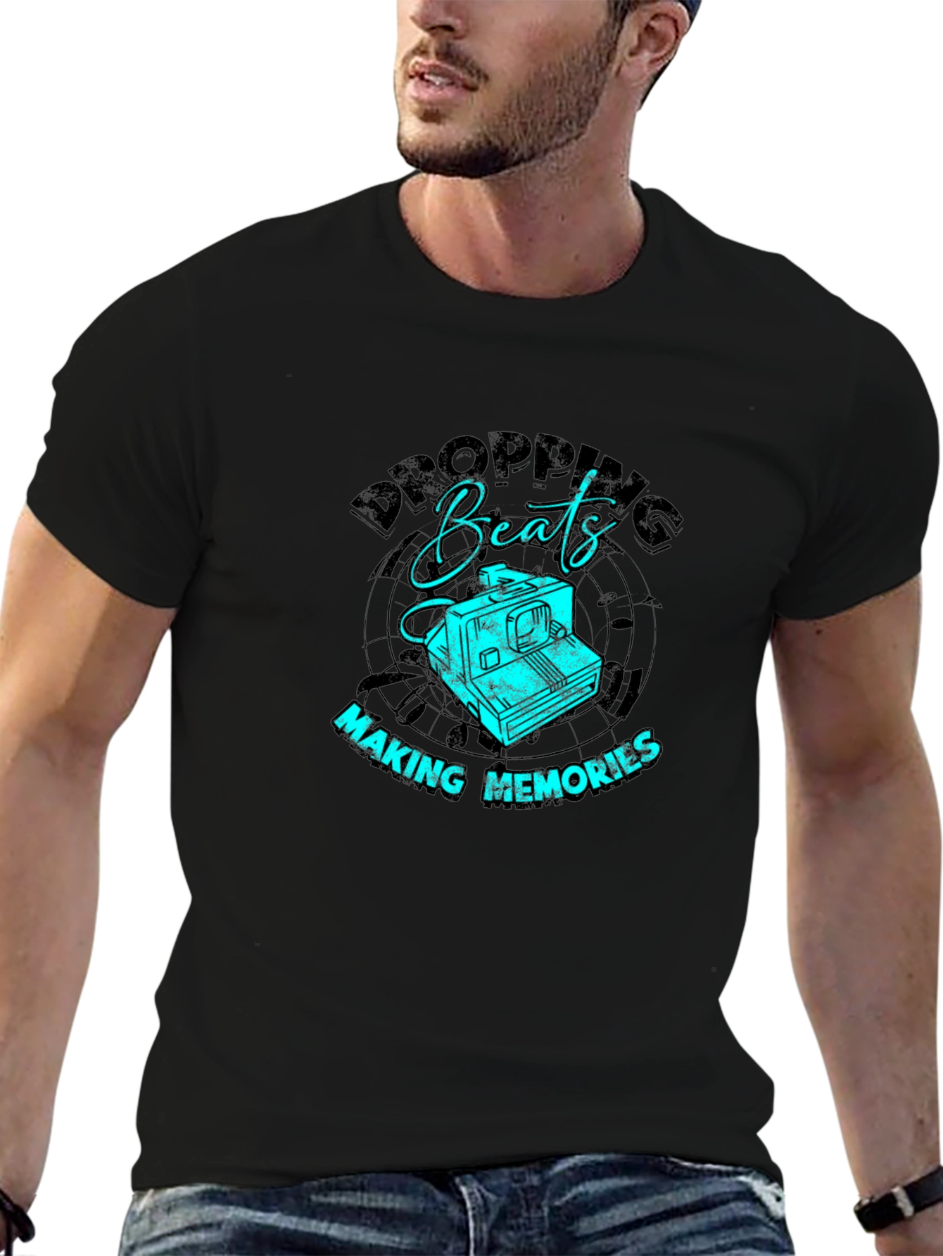 Dropping Beats Black Graphic Tee