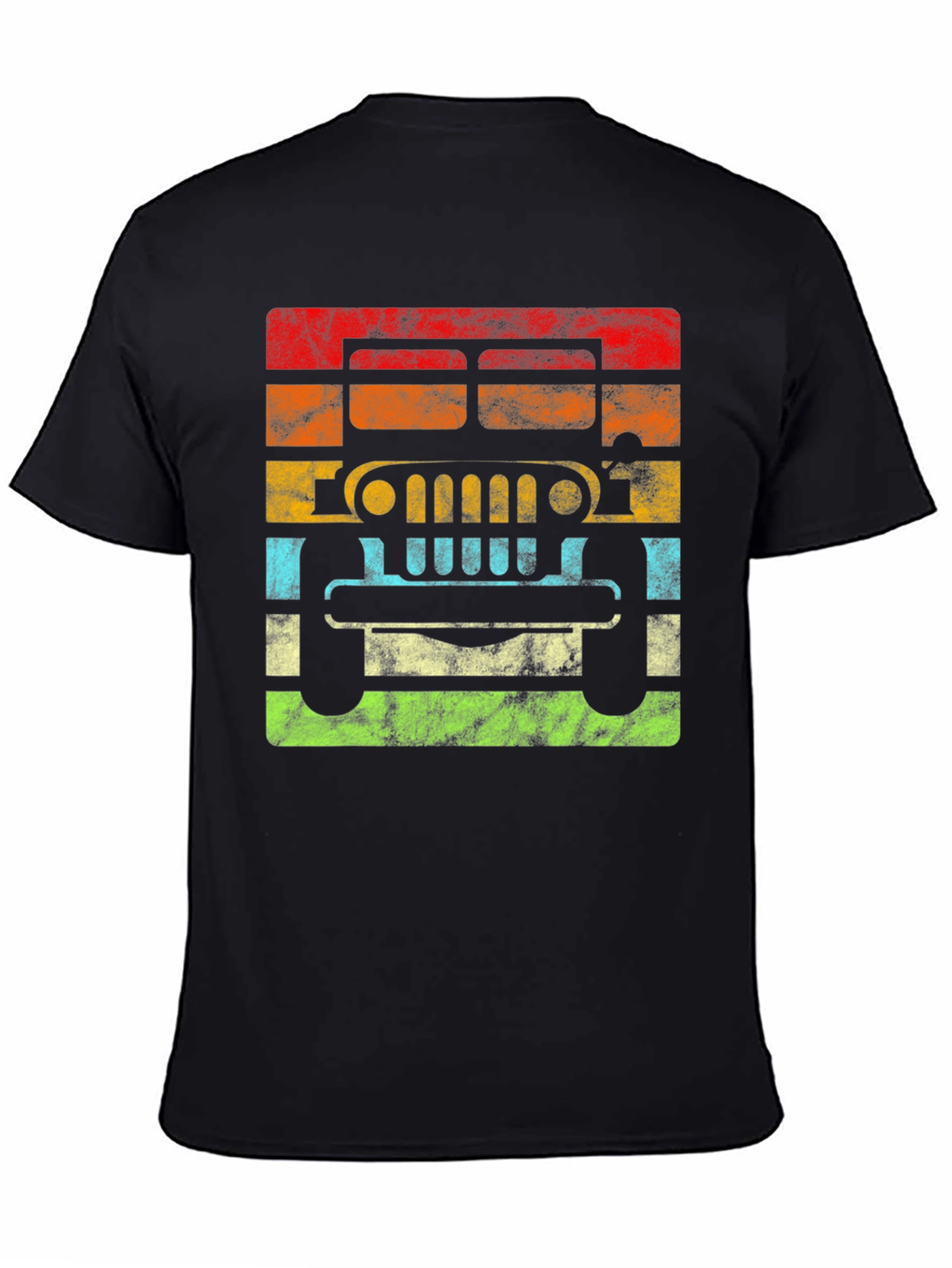 Vintage Jeep Graphic Tee - Retro Striped Design