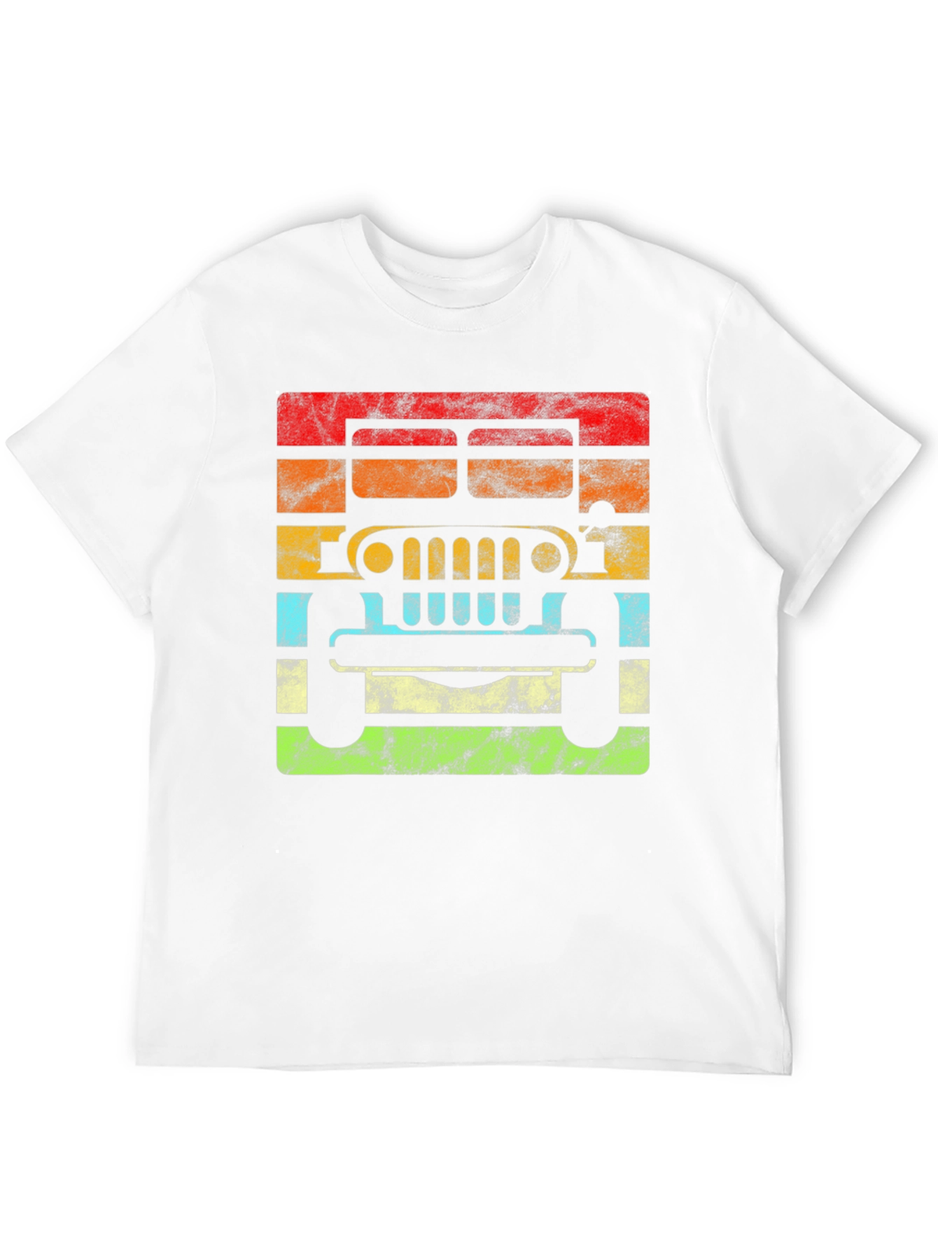 Vintage Jeep Graphic Tee - Retro Striped Design