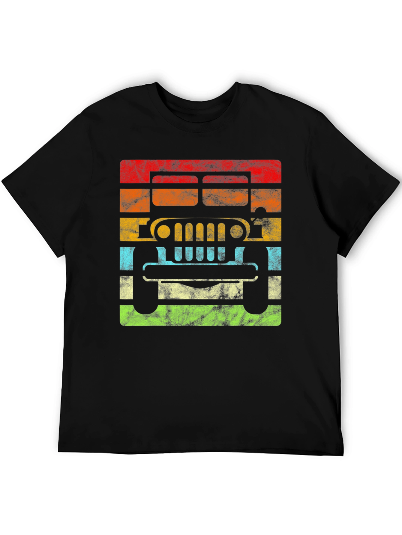 Vintage Jeep Graphic Tee - Retro Striped Design