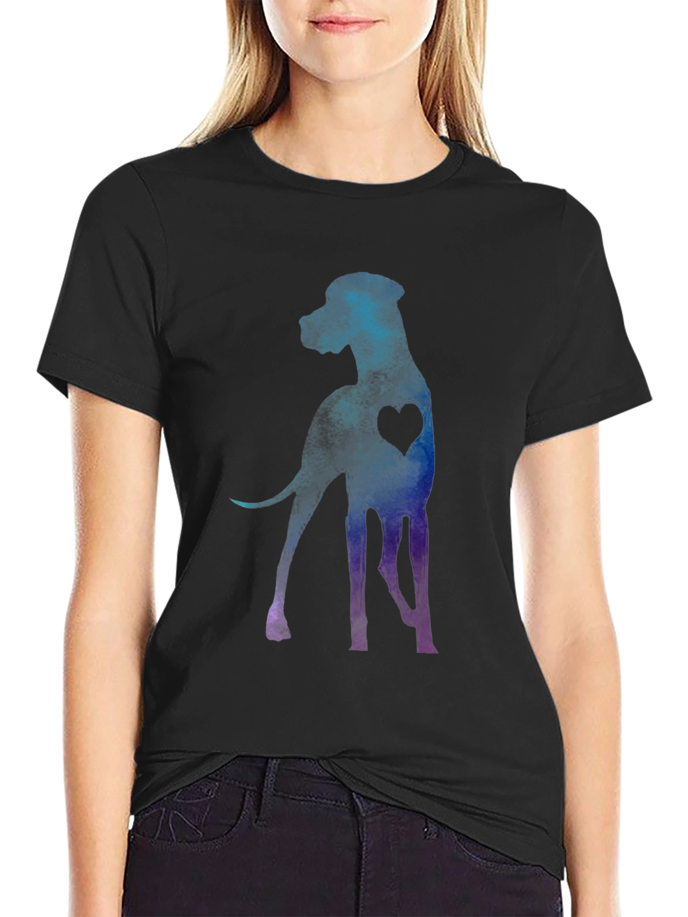 Dog Lover T-Shirt - Watercolor Great Dane Heart