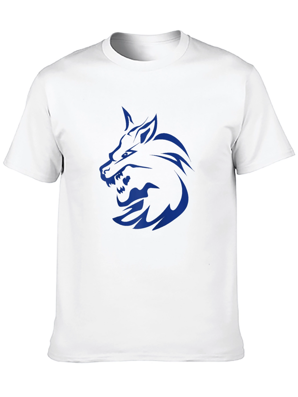 Mens Black T-Shirt with Blue Wolf Graphic