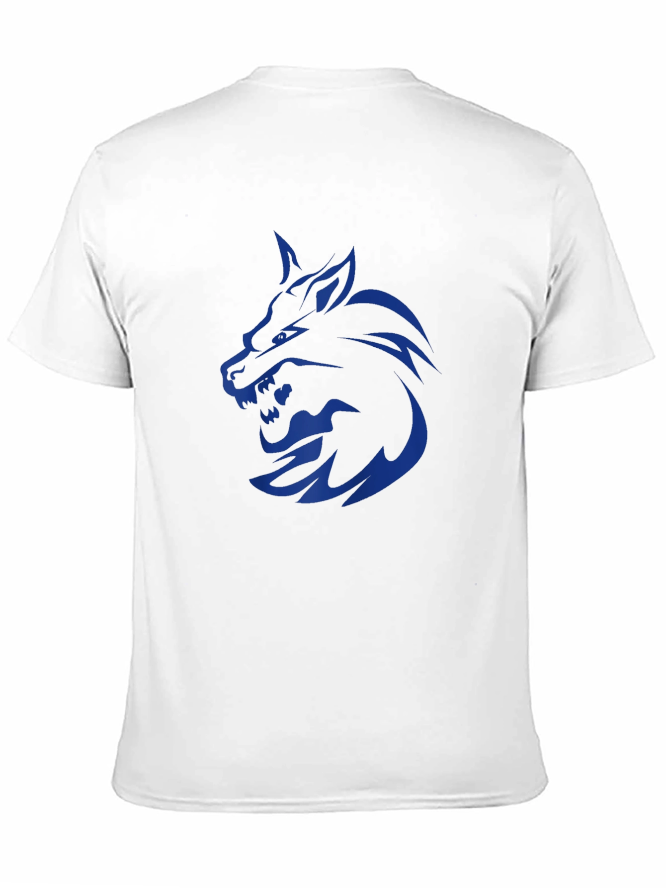 Mens Black T-Shirt with Blue Wolf Graphic