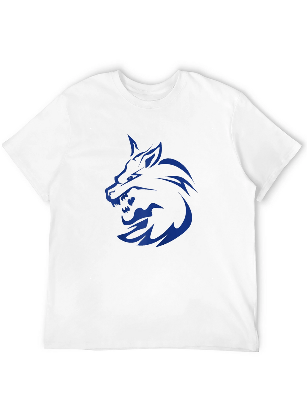 Mens Black T-Shirt with Blue Wolf Graphic