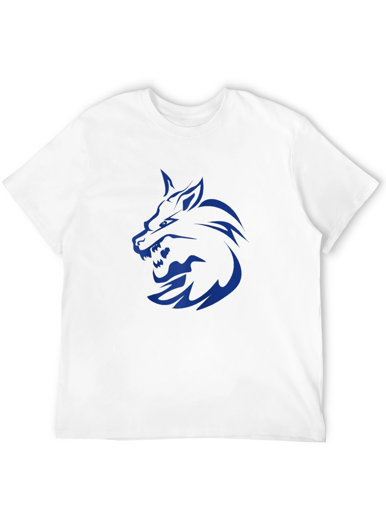 Mens Black T-Shirt with Blue Wolf Graphic