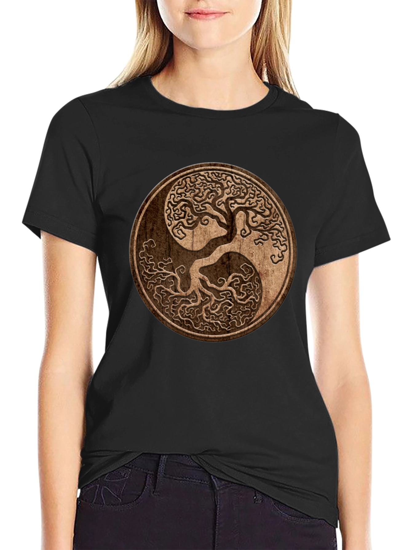 Yin Yang Tree Graphic Tee - Nature Inspired Balance Shirt