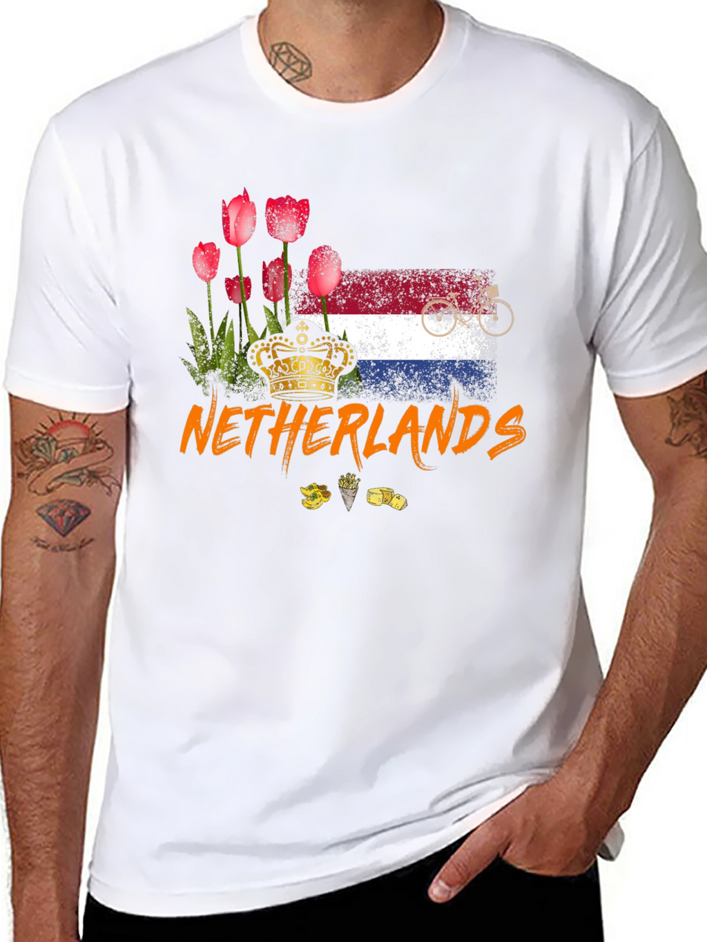 Netherlands T-Shirt - Tulips Flag Bike Design