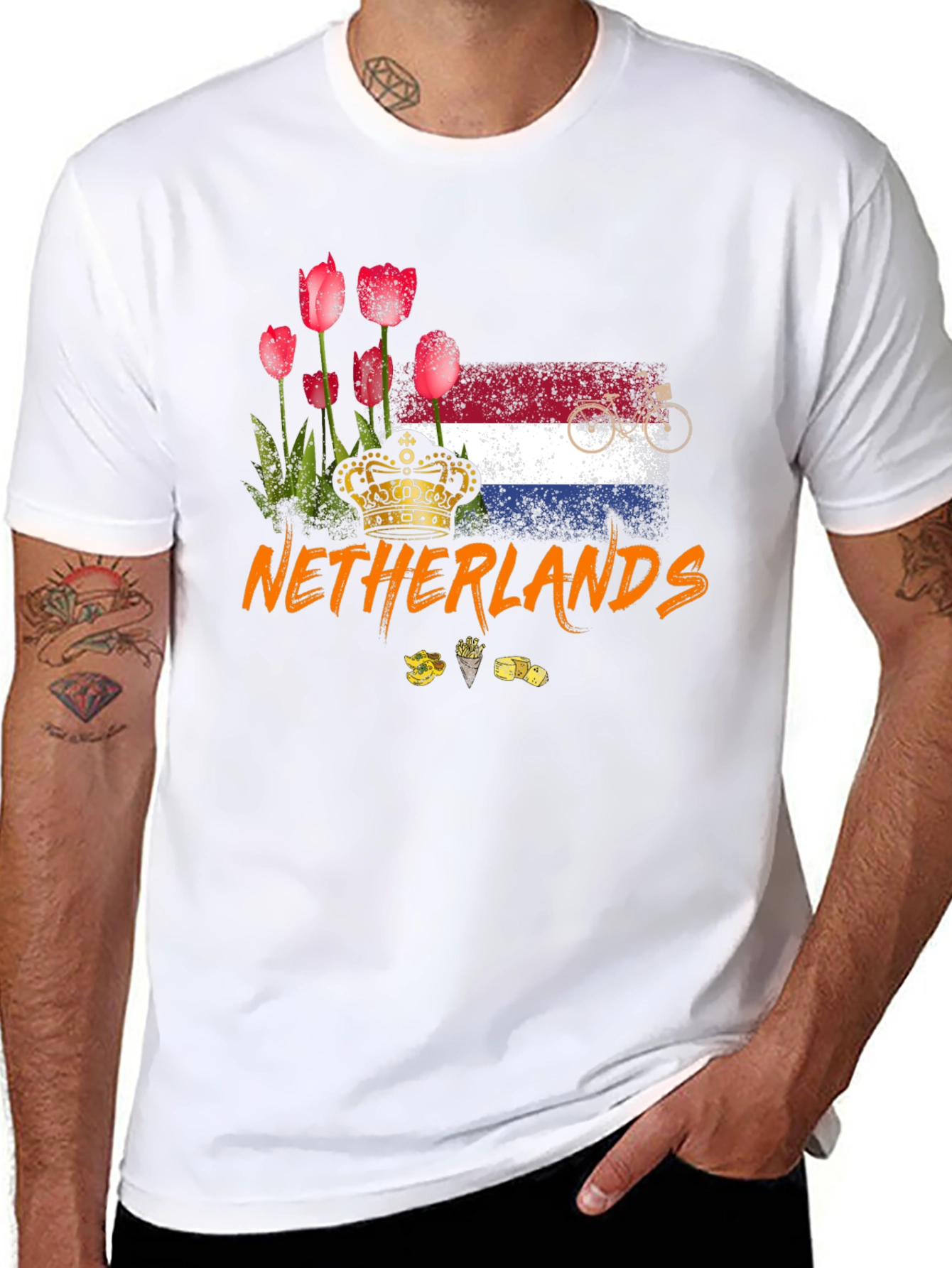 Netherlands T-Shirt - Tulips Flag Bike Design