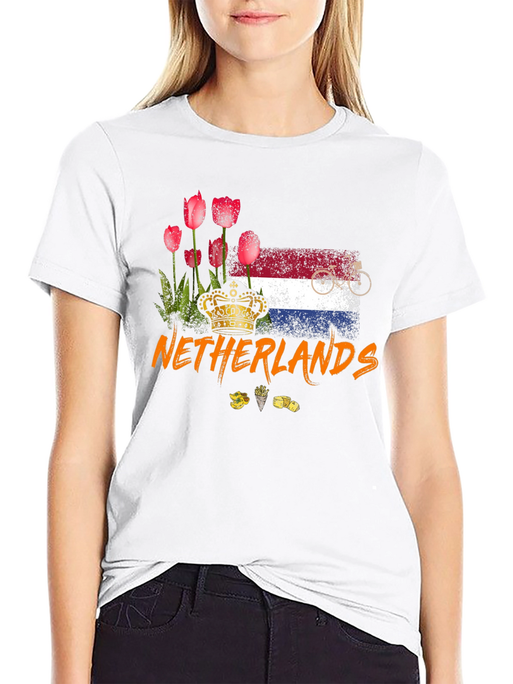 Netherlands T-Shirt - Tulips Flag Bike Design