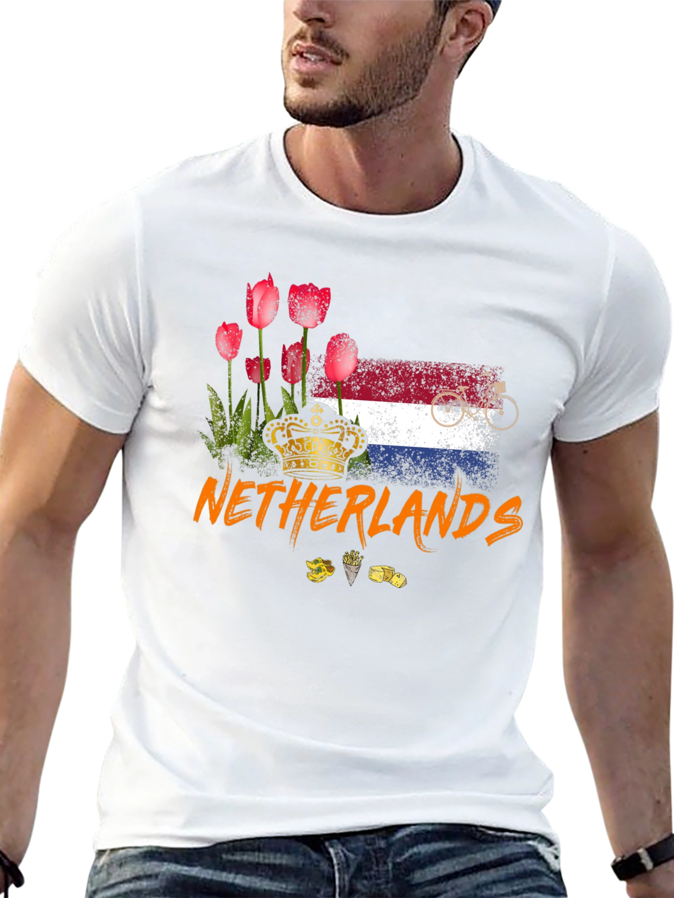 Netherlands T-Shirt - Tulips Flag Bike Design