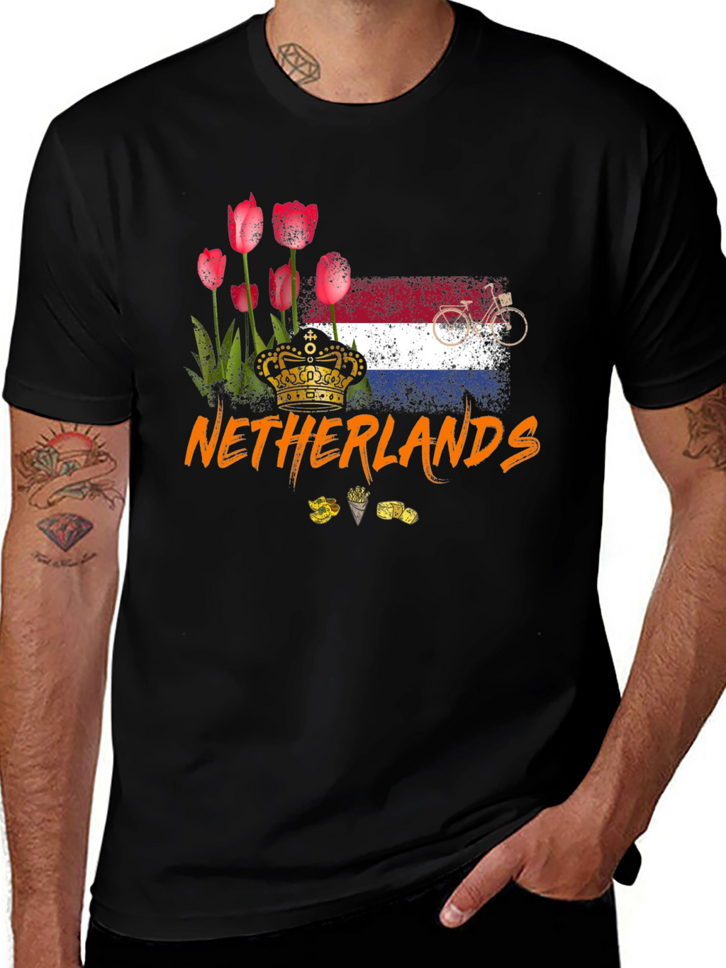 Netherlands T-Shirt - Tulips Flag Bike Design
