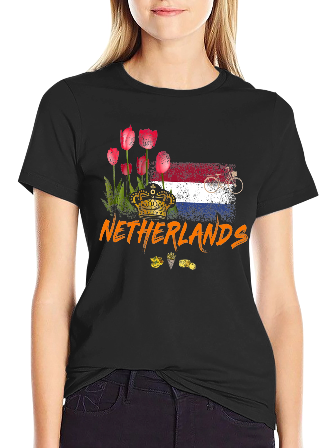 Netherlands T-Shirt - Tulips Flag Bike Design