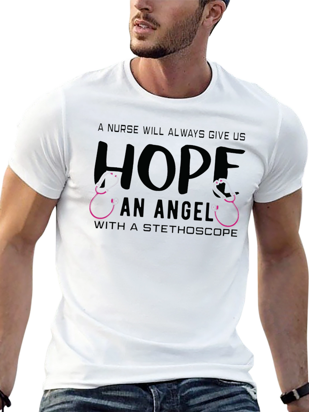 Nurse Angel Hope Stethoscope Graphic Tee