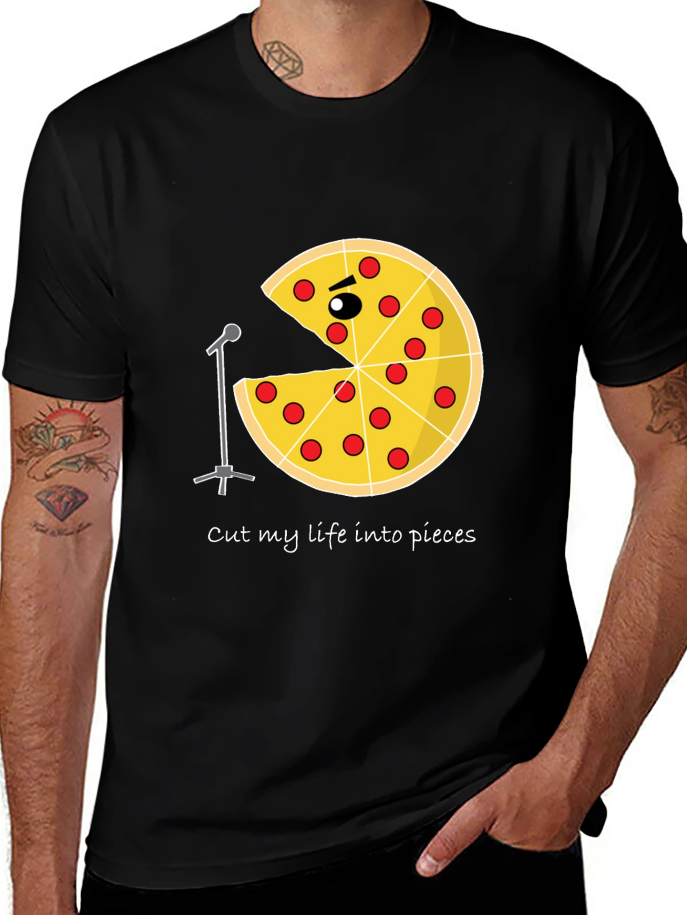 Pizza Sings Graphic T-Shirt - Cut My Life Into Pieces