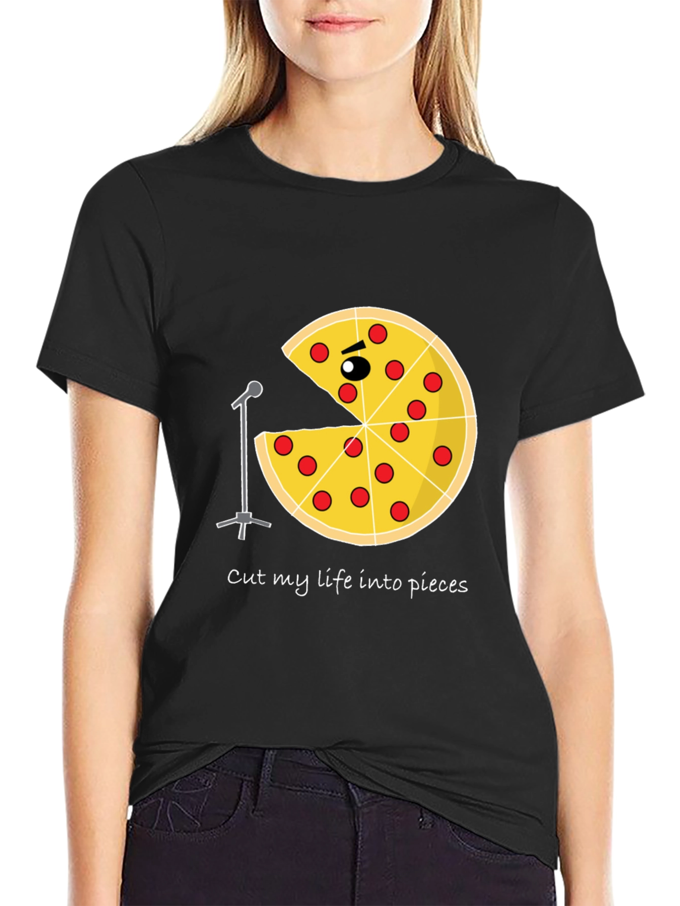 Pizza Sings Graphic T-Shirt - Cut My Life Into Pieces