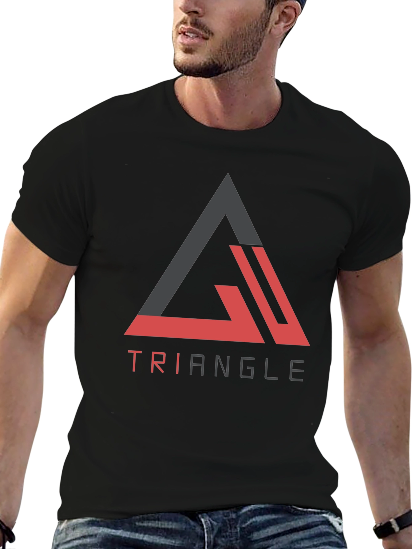 Triangle Graphic Tee - Modern Casual Black T-Shirt