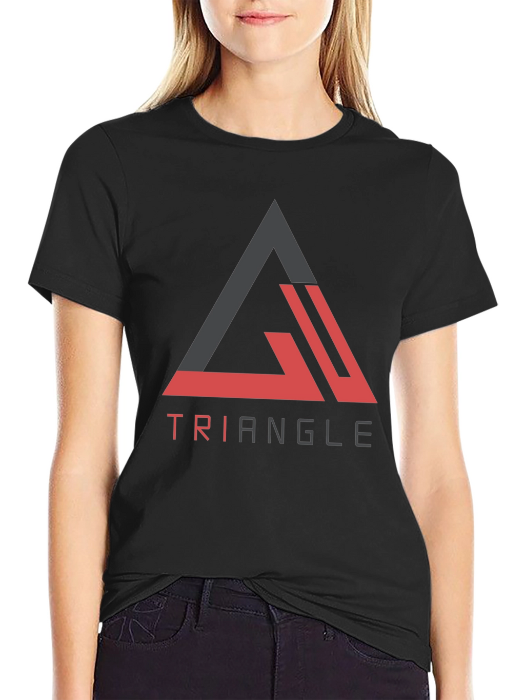 Triangle Graphic Tee - Modern Casual Black T-Shirt