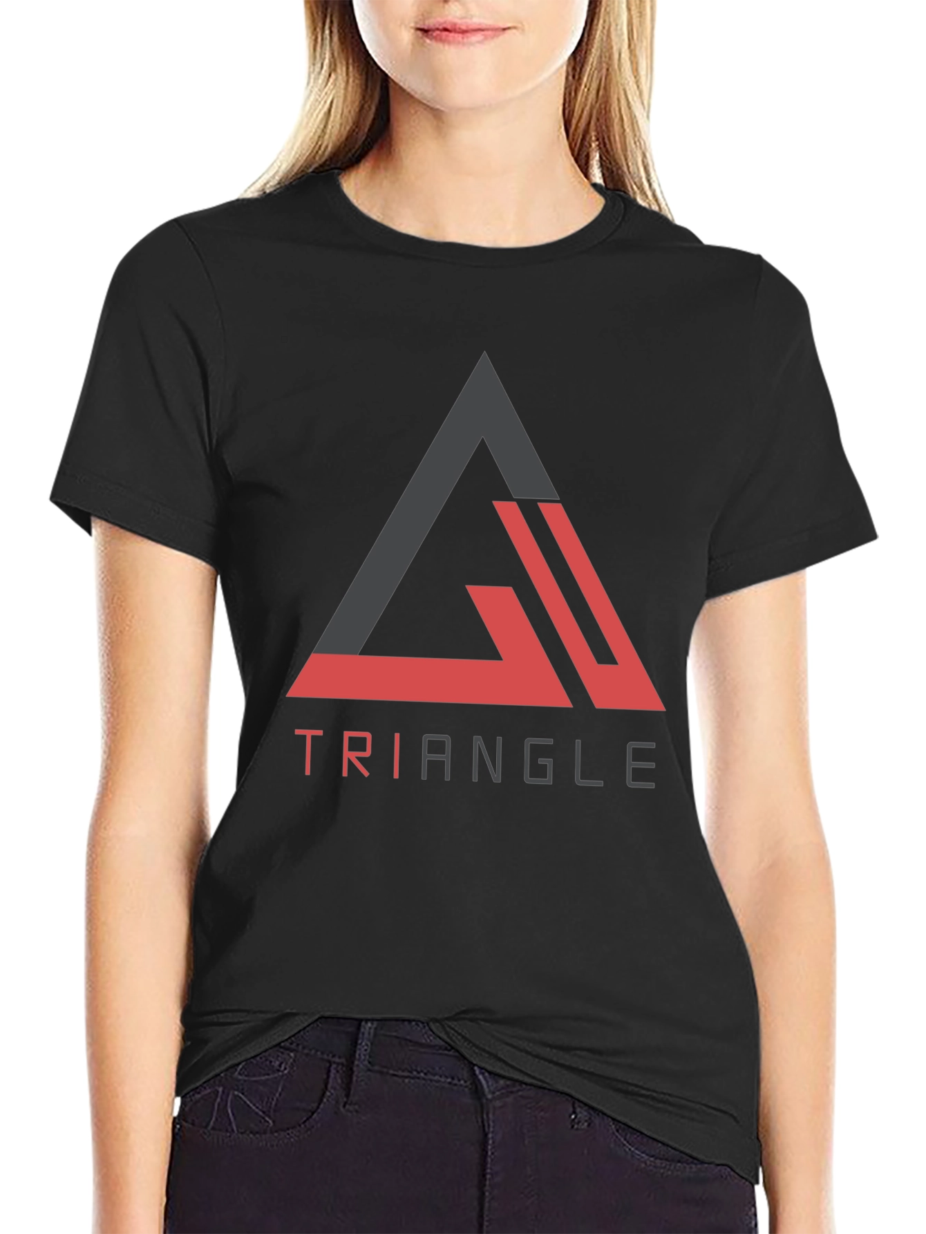 Triangle Graphic Tee - Modern Casual Black T-Shirt
