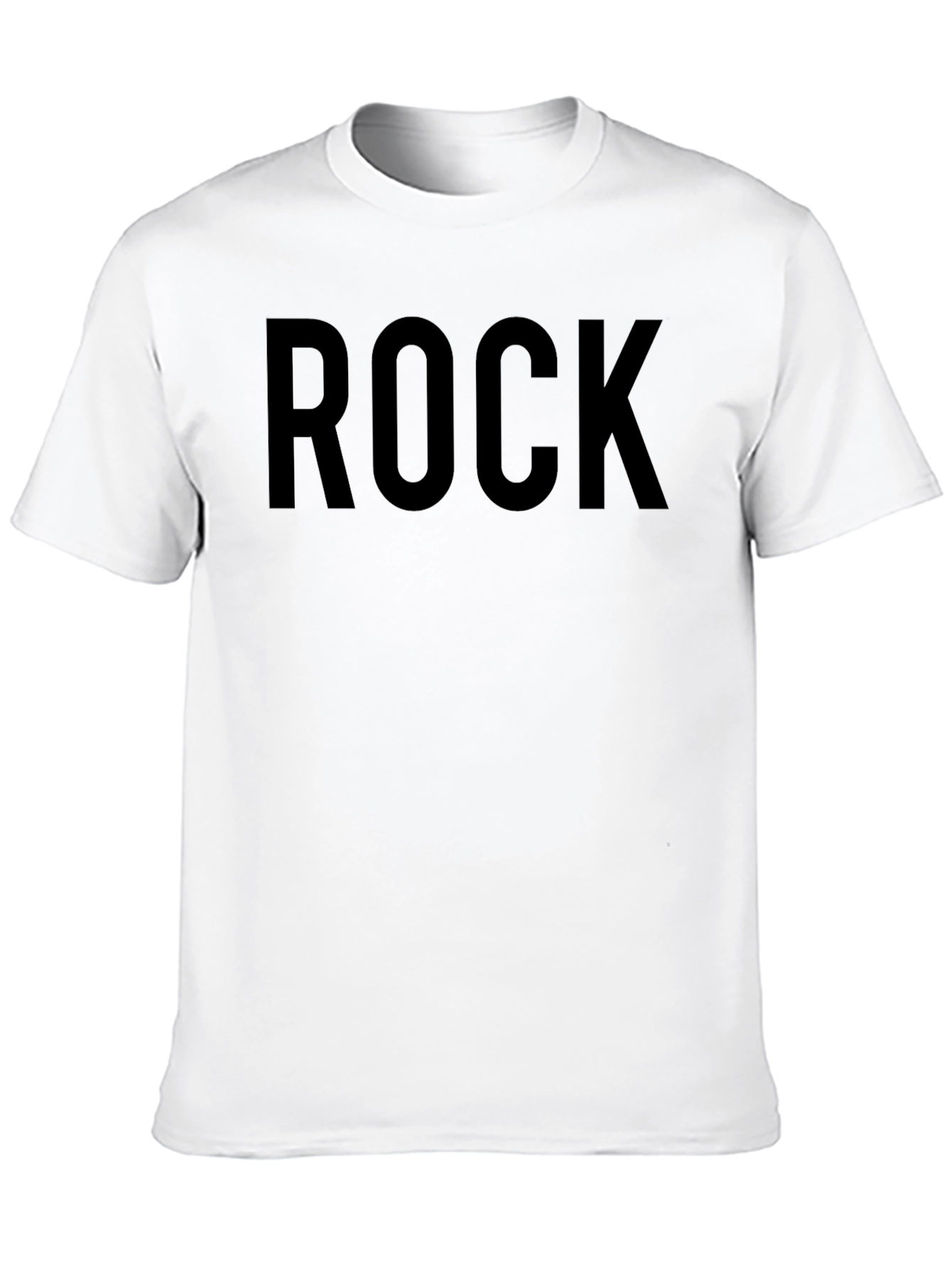 Mens Black ROCK Graphic T-Shirt - Casual Crew Neck Tee