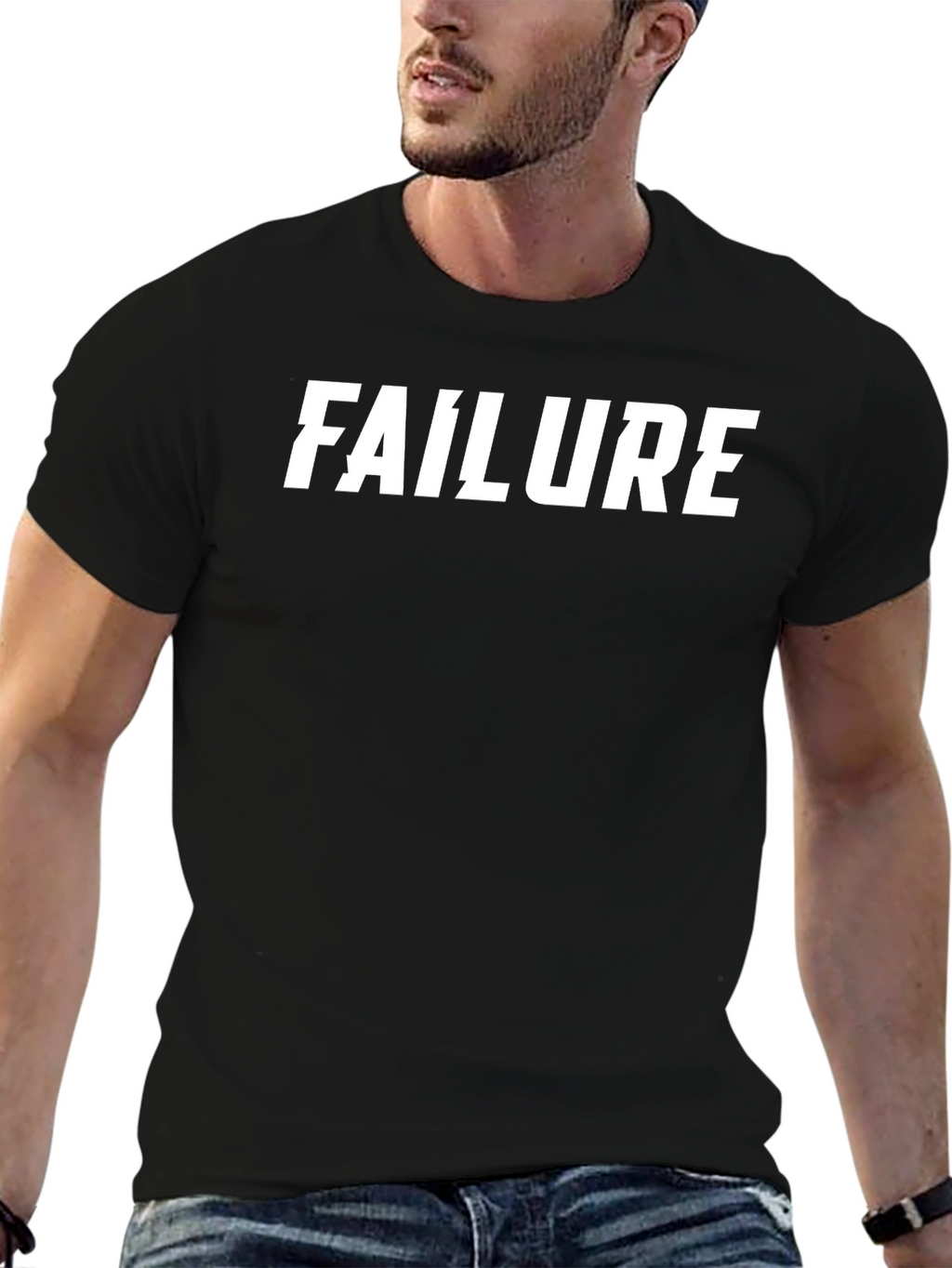 Failure Graphic Tee - Black Cotton Crew Neck