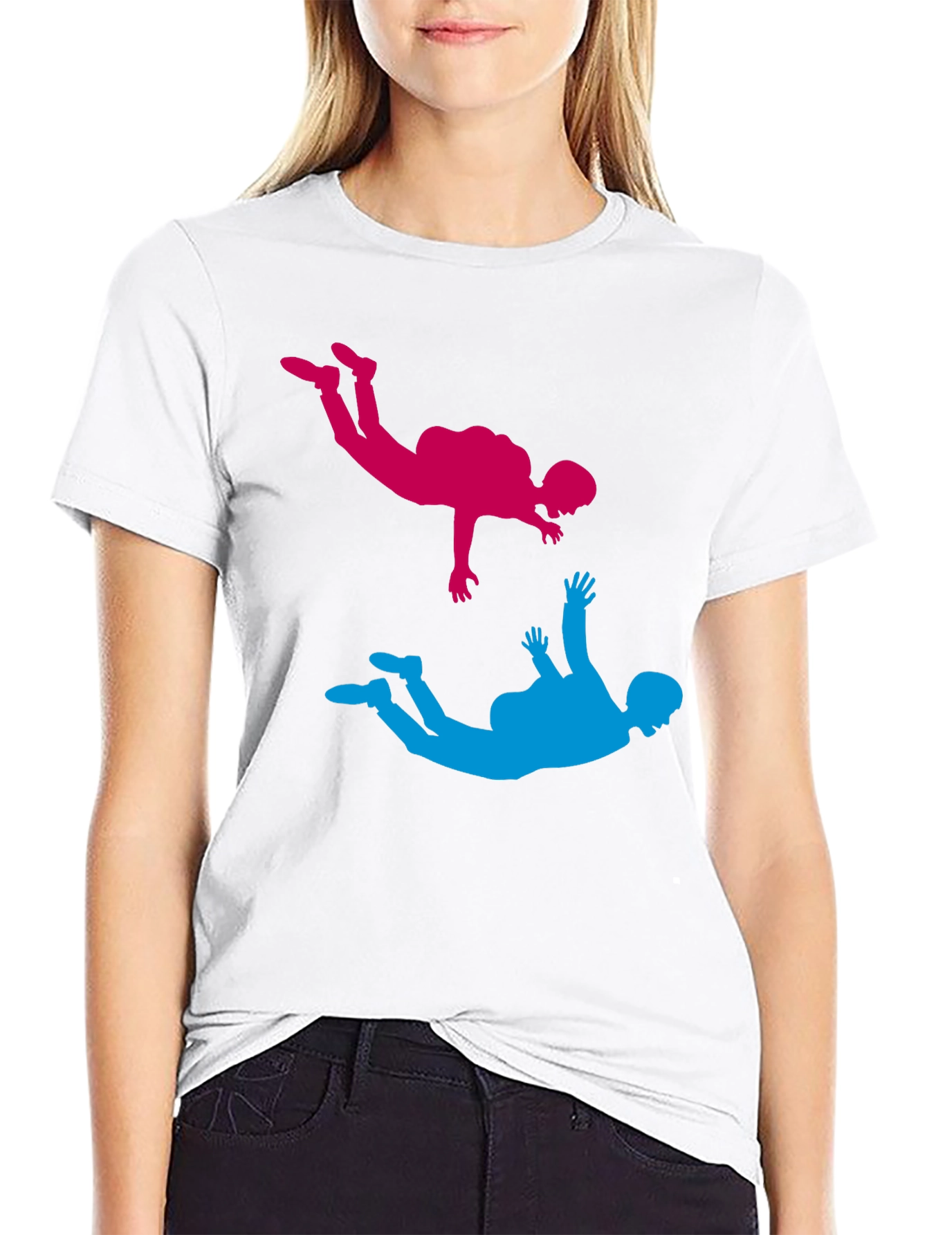 Skydiving Silhouette Graphic Tee - Black Cotton Blend