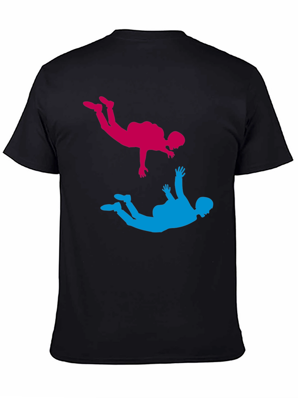 Skydiving Silhouette Graphic Tee - Black Cotton Blend
