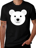 Cute Bear Graphic Black T-Shirt