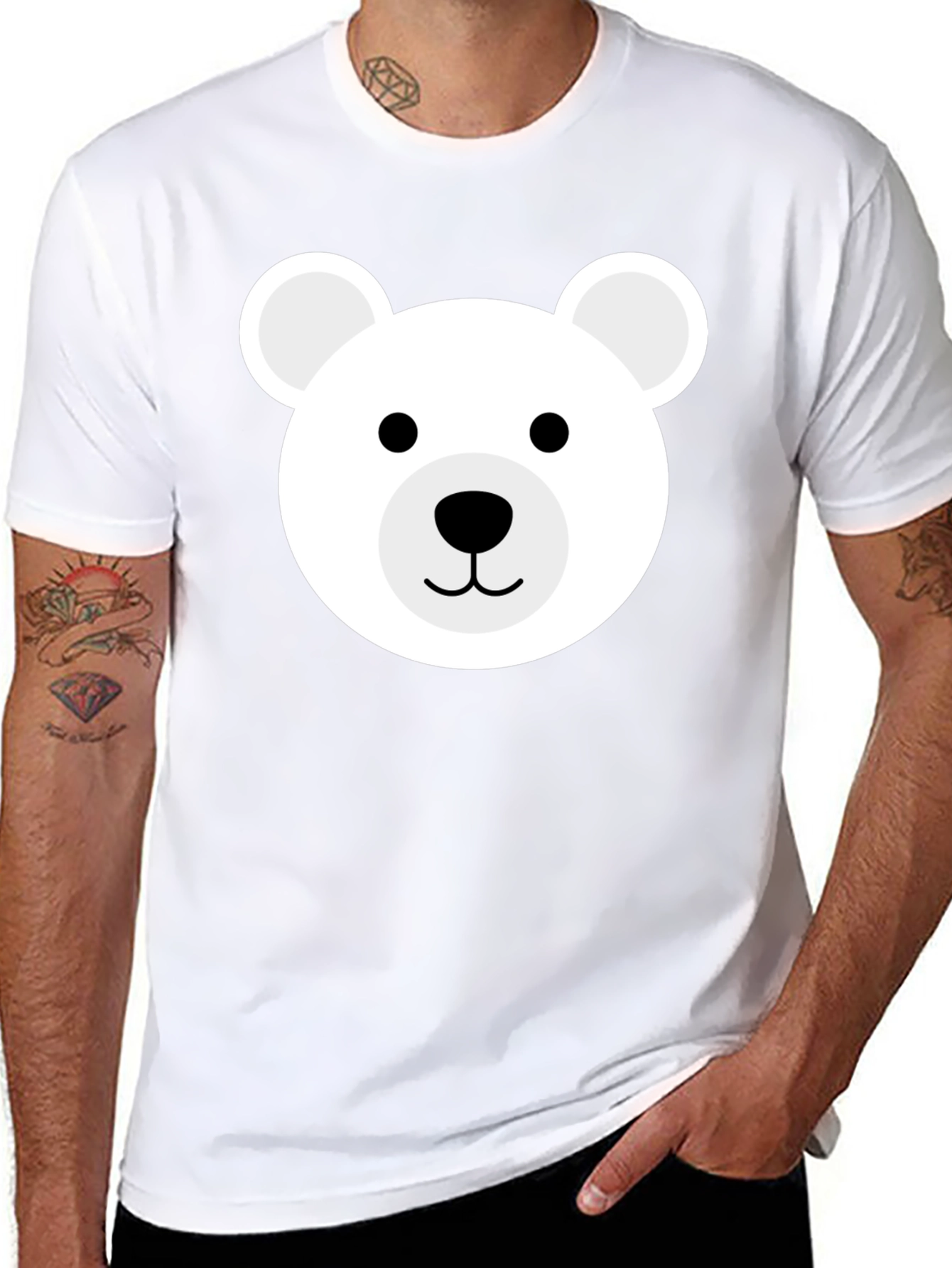 Cute Bear Graphic Black T-Shirt